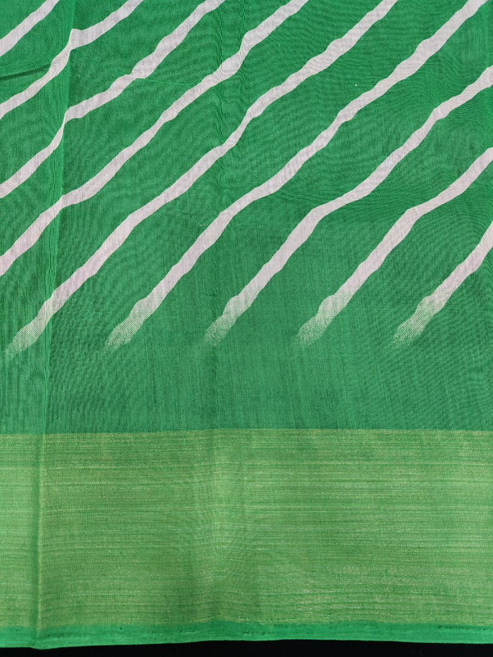 Zarina Leheriya Green Cotton Saree | Ivaara's Gifting Collection.