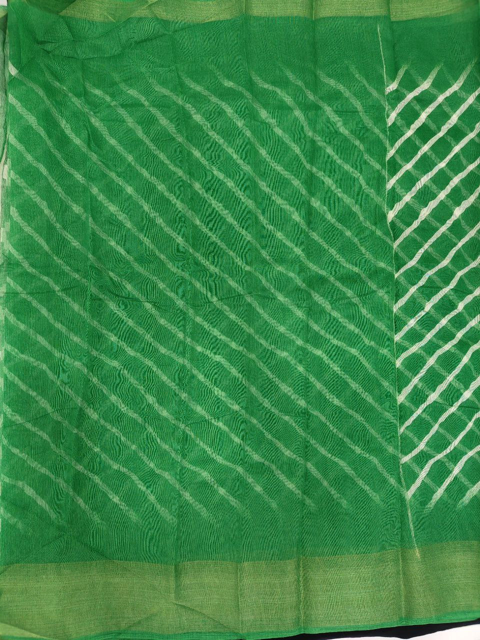 Zarina Leheriya Green Cotton Saree | Ivaara's Gifting Collection.