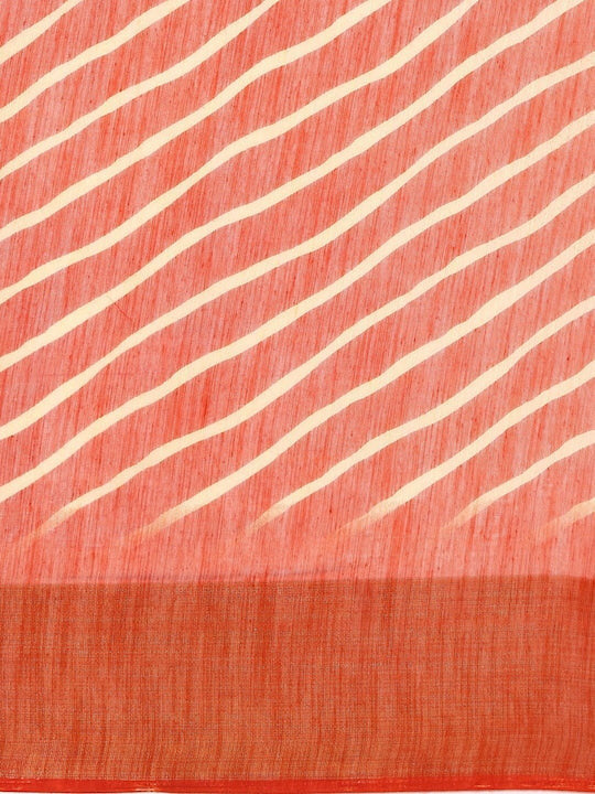 Zarina Leheriya Orange Cotton Saree | Ivaara's Gifting Collection.