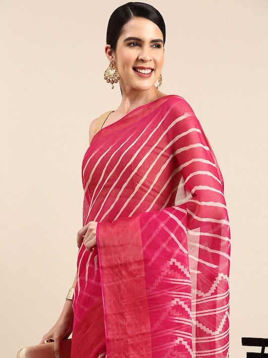 Zarina Leheriya Pink Cotton Saree | Ivaara's Gifting Collection.