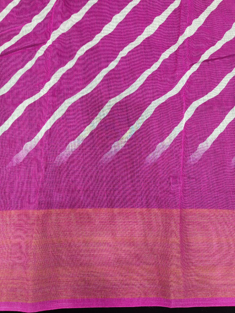 Zarina Leheriya Pink Cotton Saree | Ivaara's Gifting Collection.