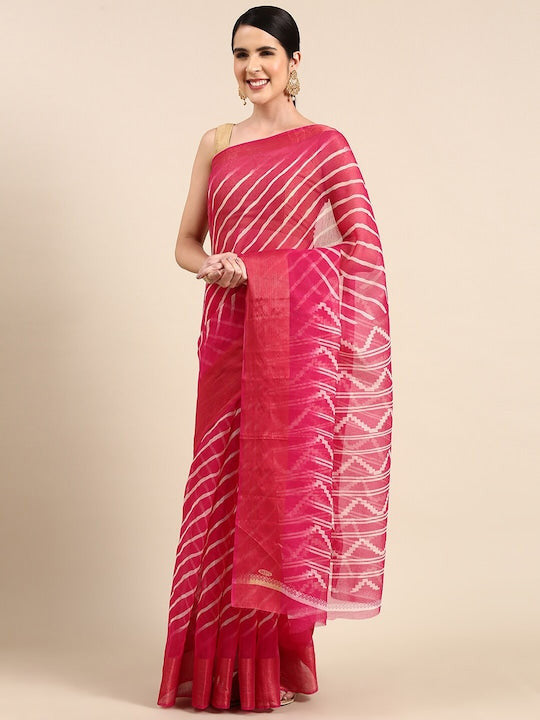 Zarina Leheriya Pink Cotton Saree | Ivaara's Gifting Collection.