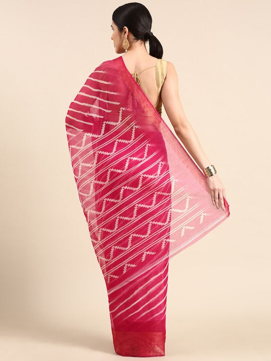 Zarina Leheriya Pink Cotton Saree | Ivaara's Gifting Collection.