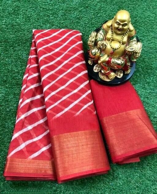 Zarina Leheriya Red Cotton Saree | Ivaara's Gifting Collection.