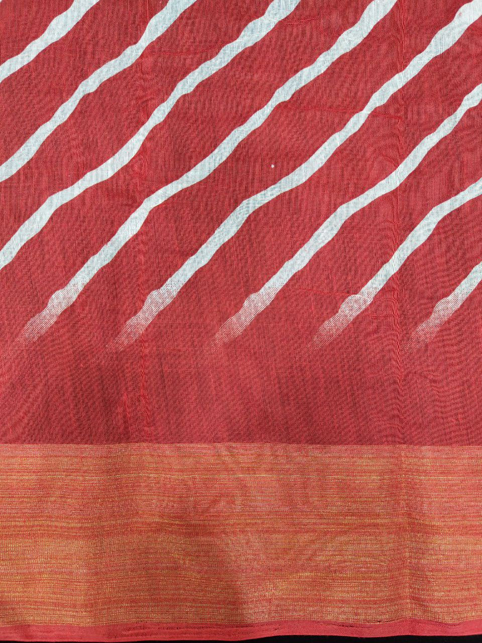 Zarina Leheriya Red Cotton Saree | Ivaara's Gifting Collection.