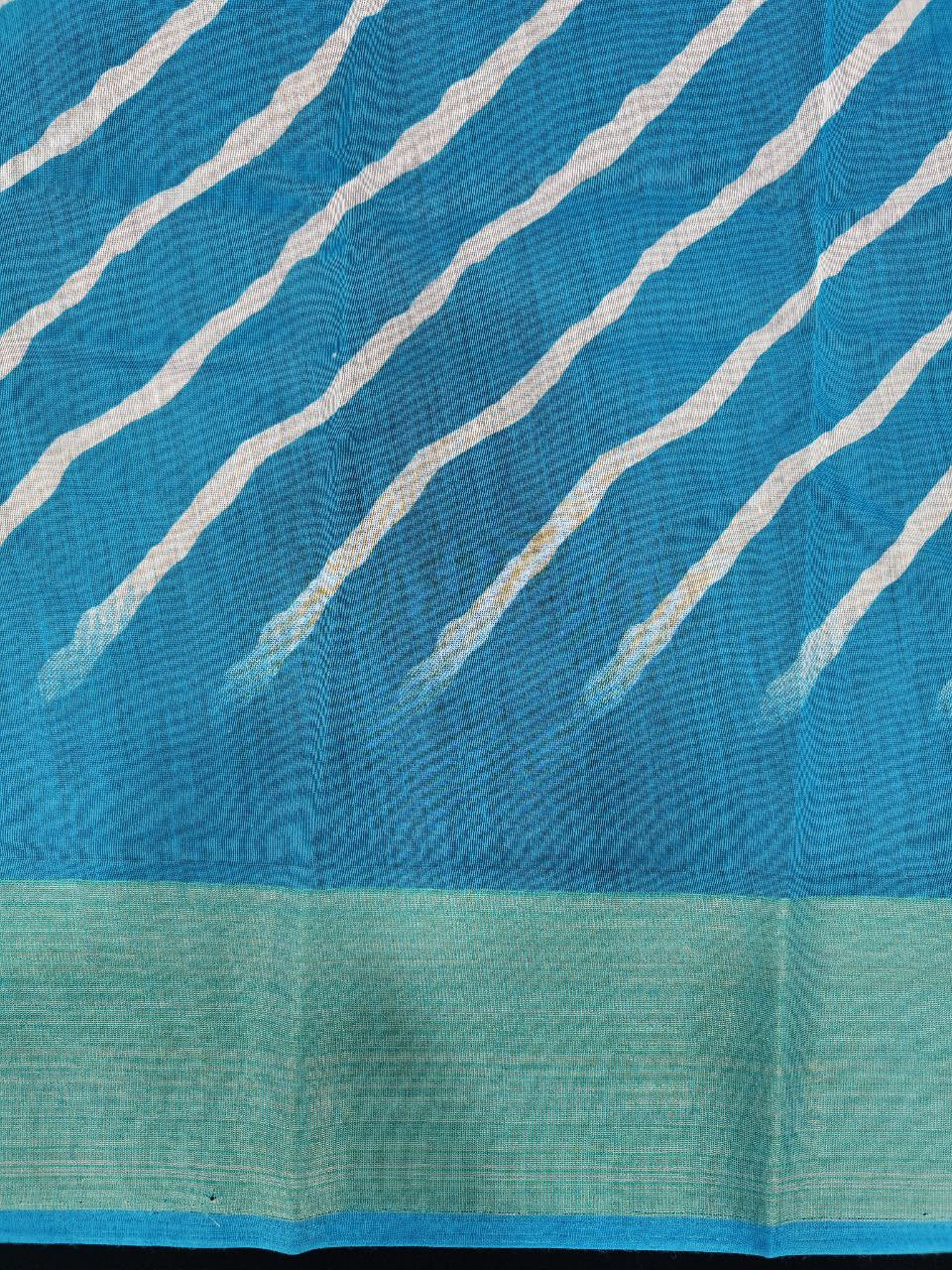 Zarina Leheriya Teal Blue Cotton Saree | Ivaara's Gifting Collection.