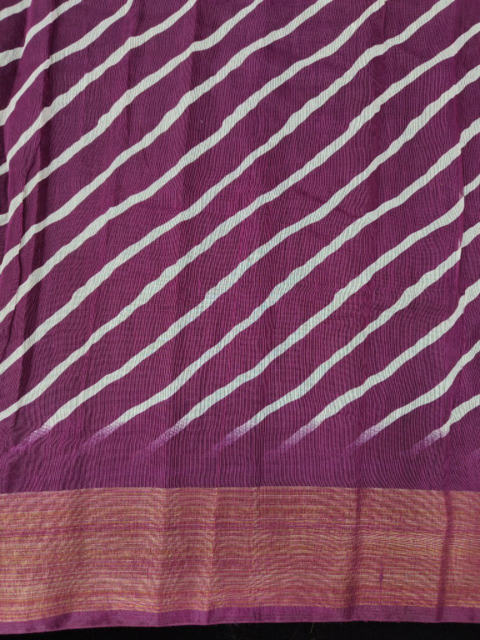Zarina Leheriya Wine Cotton Saree | Ivaara's Gifting Collection.
