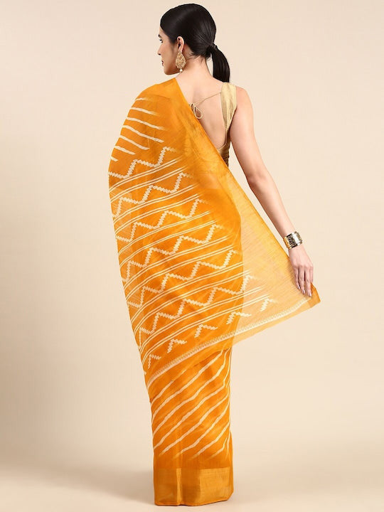 Zarina Leheriya Yellow Cotton Saree | Ivaara's Gifting Collection.