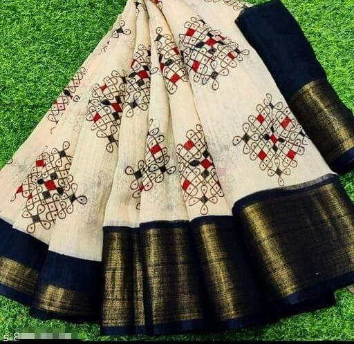 Zarina Tussar Black Cotton Saree | Ivaara's Gifting Collection.