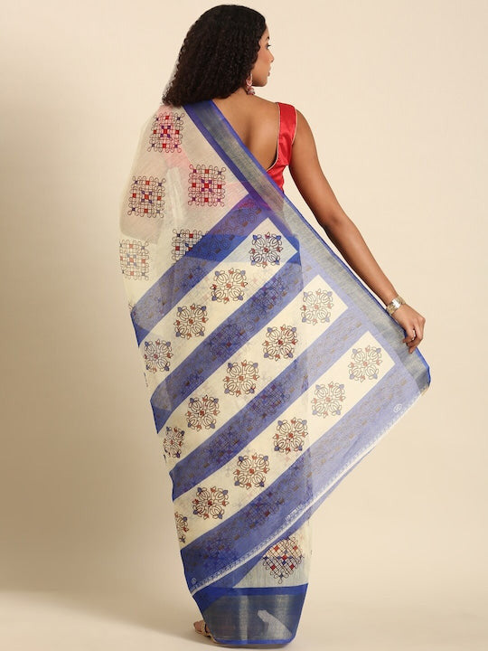 Zarina Tussar Blue Cotton Saree | Ivaara's Gifting Collection.