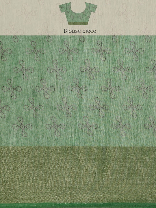 Zarina Tussar Green Cotton Saree | Ivaara's Gifting Collection.