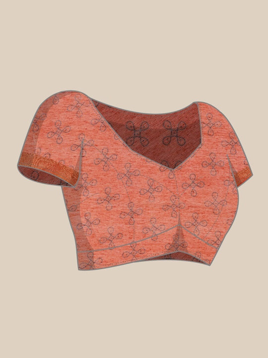 Zarina Tussar Orange Cotton Saree | Ivaara's Gifting Collection.