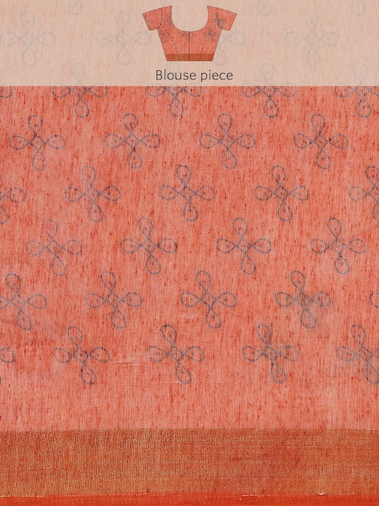 Zarina Tussar Orange Cotton Saree | Ivaara's Gifting Collection.