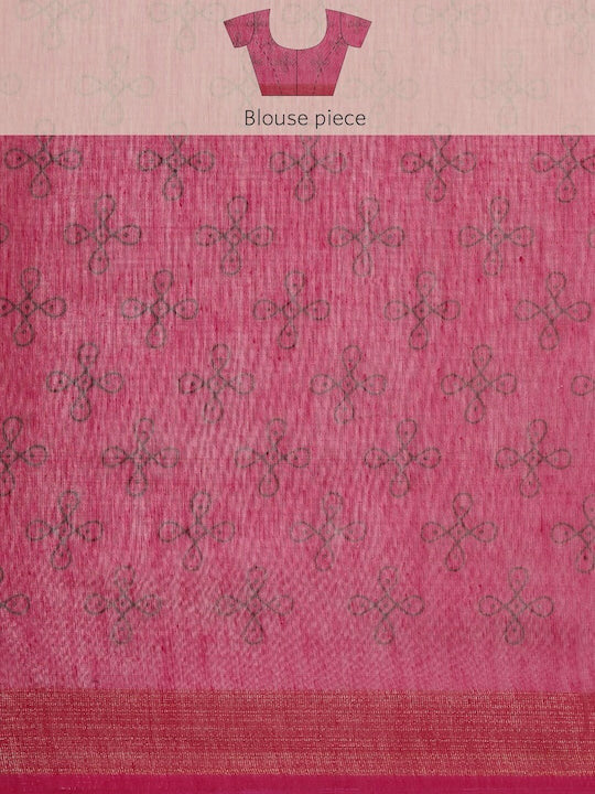 Zarina Tussar Pink Cotton Saree | Ivaara's Gifting Collection.