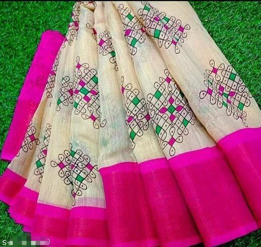 Zarina Tussar Pink Cotton Saree | Ivaara's Gifting Collection.