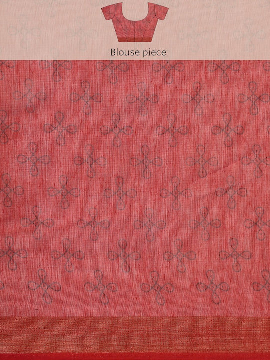 Zarina Tussar Red Cotton Saree | Ivaara's Gifting Collection.