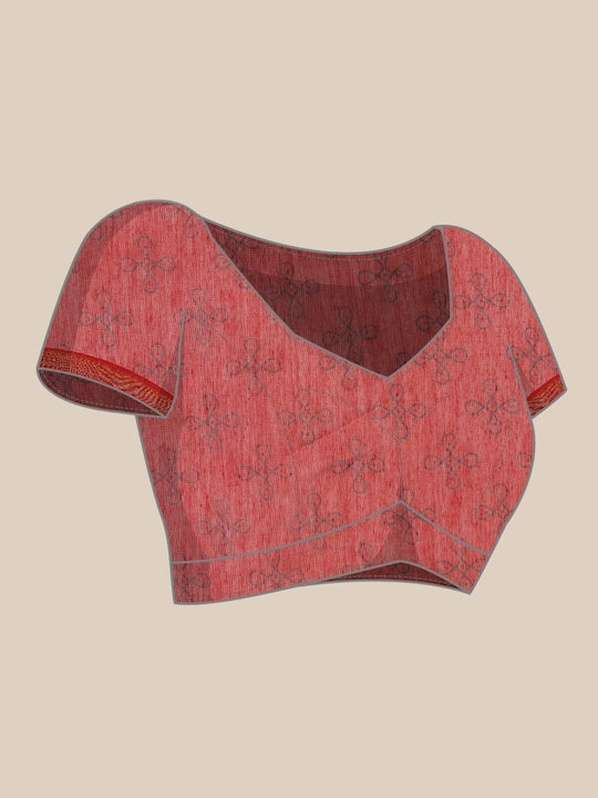 Zarina Tussar Red Cotton Saree | Ivaara's Gifting Collection.