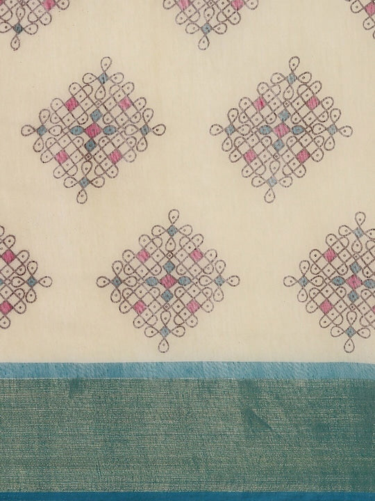 Zarina Tussar Teal Blue Cotton Saree | Ivaara's Gifting Collection.