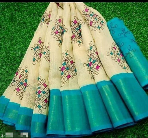 Zarina Tussar Teal Blue Cotton Saree | Ivaara's Gifting Collection.
