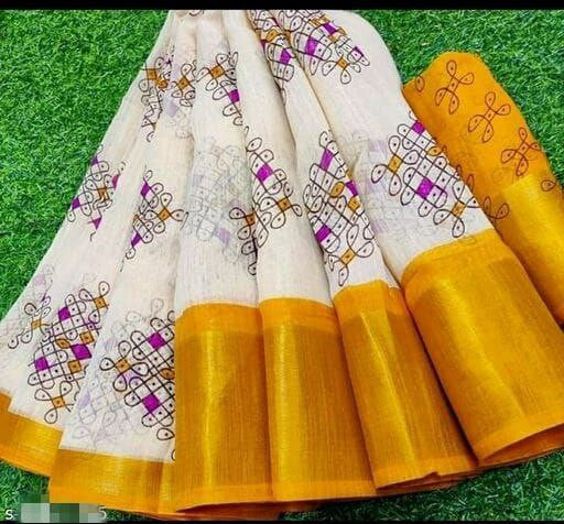 Zarina Tussar Yellow Cotton Saree | Ivaara's Gifting Collection.