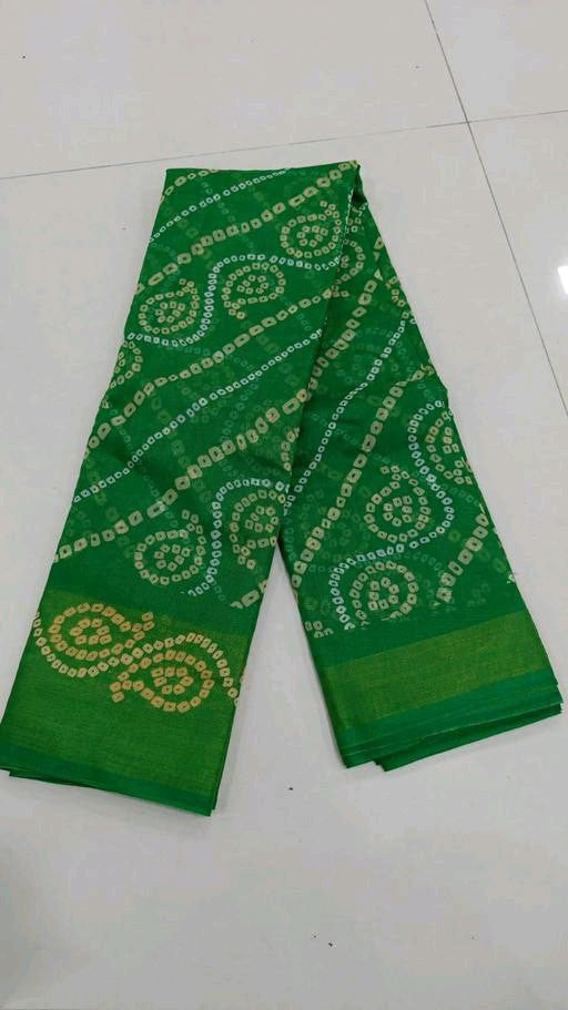 Zarina Bandhej Cotton Green Saree By Ivaara | Best Option For Gifting.