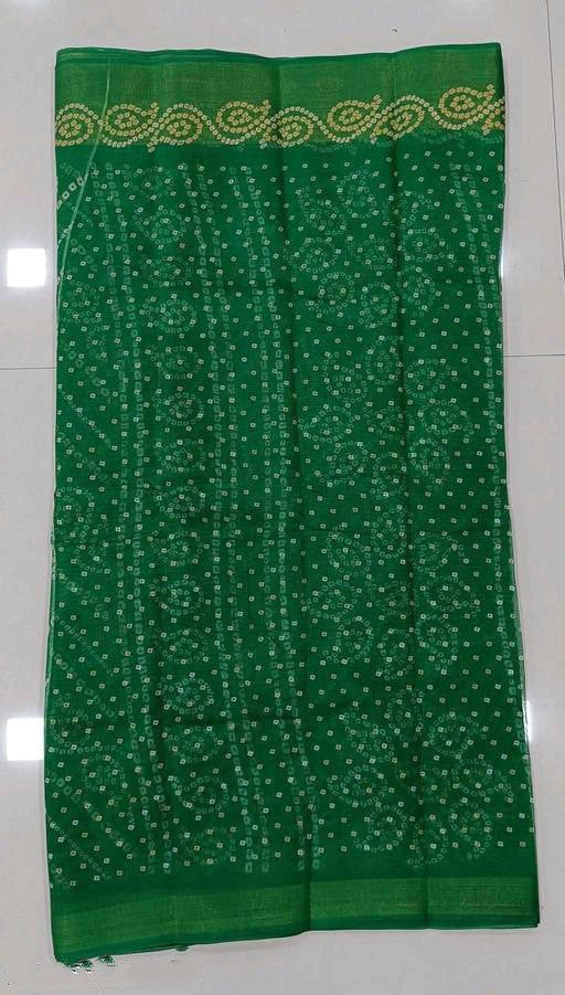 Zarina Bandhej Cotton Green Saree By Ivaara | Best Option For Gifting.