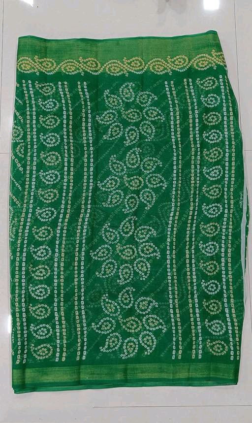 Zarina Bandhej Cotton Green Saree By Ivaara | Best Option For Gifting.