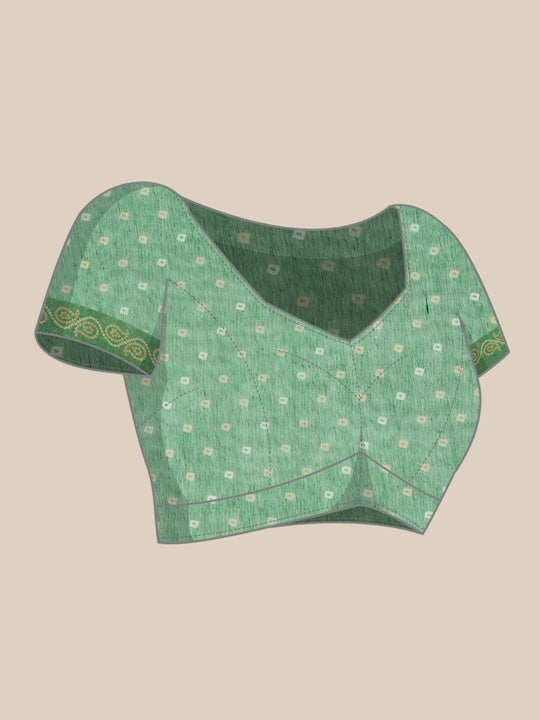 Zarina Bandhej Cotton Green Saree By Ivaara | Best Option For Gifting.