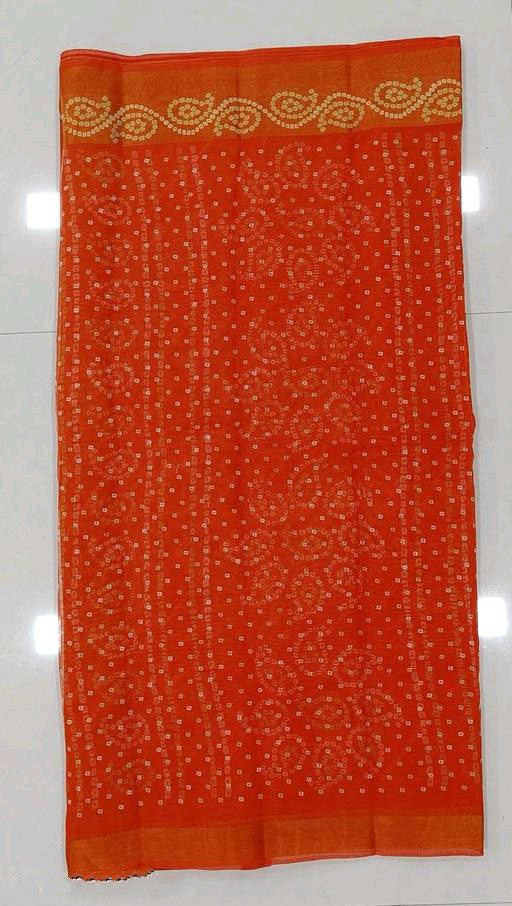 Zarina Bandhej Cotton Orange Saree By Ivaara | Best Option For Gifting.