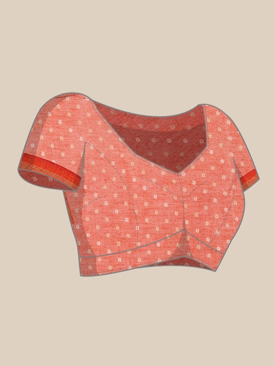 Zarina Bandhej Cotton Orange Saree By Ivaara | Best Option For Gifting.
