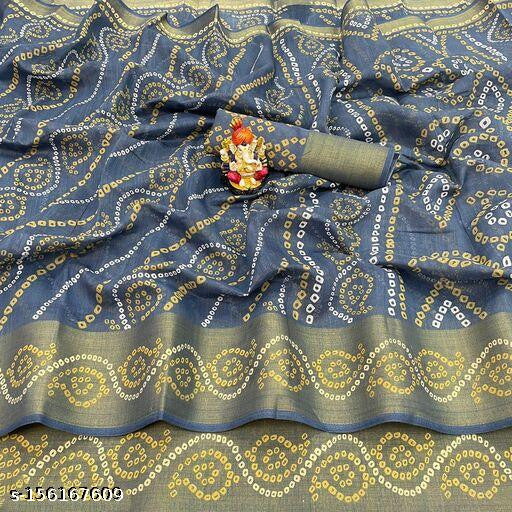 Zarina Bandhej Cotton Grey Saree By Ivaara | Best Option For Gifting.