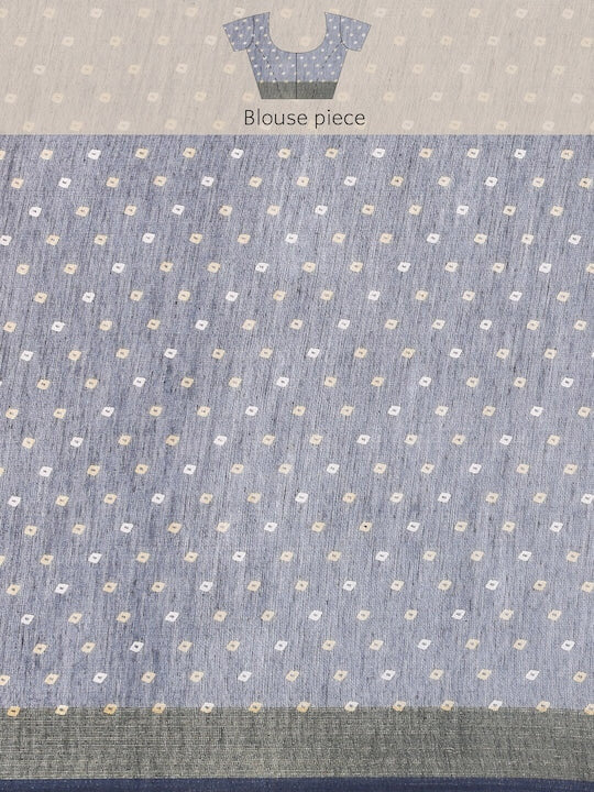 Zarina Bandhej Cotton Grey Saree By Ivaara | Best Option For Gifting.