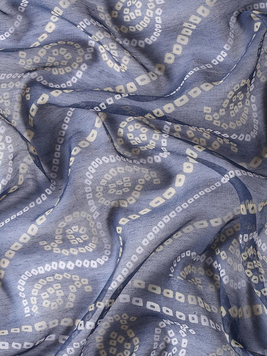 Zarina Bandhej Cotton Grey Saree By Ivaara | Best Option For Gifting.