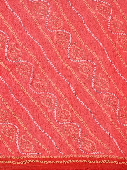 Zarina Bandhej Cotton Red Saree By Ivaara | Best Option For Gifting.