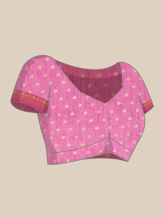 Zarina Bandhej Cotton Pink Saree By Ivaara | Best Option For Gifting.