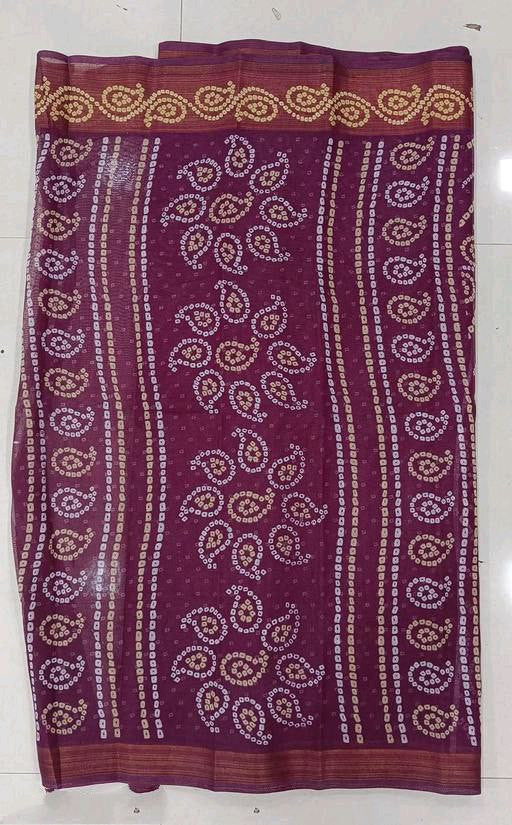 Zarina Bandhej Cotton Wine Saree By Ivaara | Best Option For Gifting.