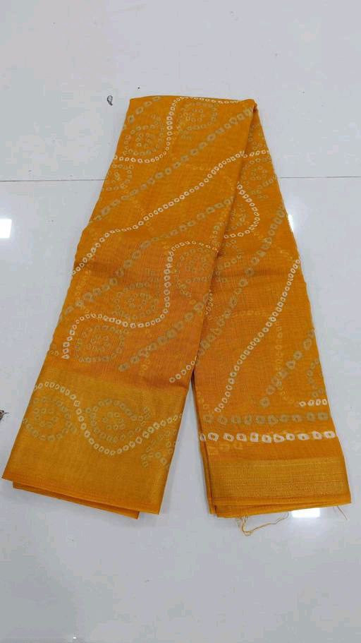 Zarina Bandhej Cotton Yellow Saree By Ivaara | Best Option For Gifting.