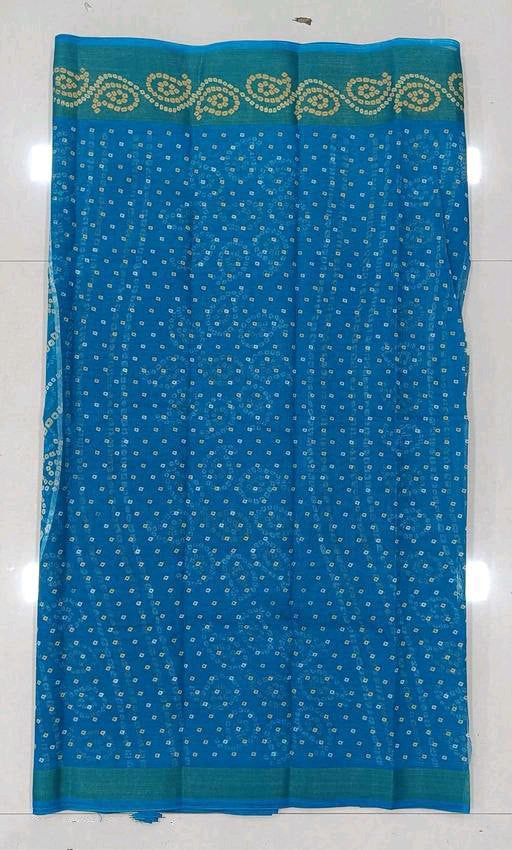 Zarina Bandhej Cotton Teal Saree By Ivaara | Best Option For Gifting.