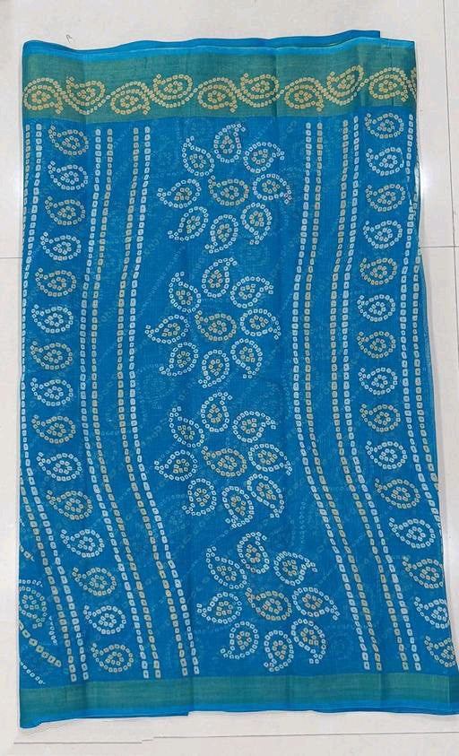 Zarina Bandhej Cotton Teal Saree By Ivaara | Best Option For Gifting.