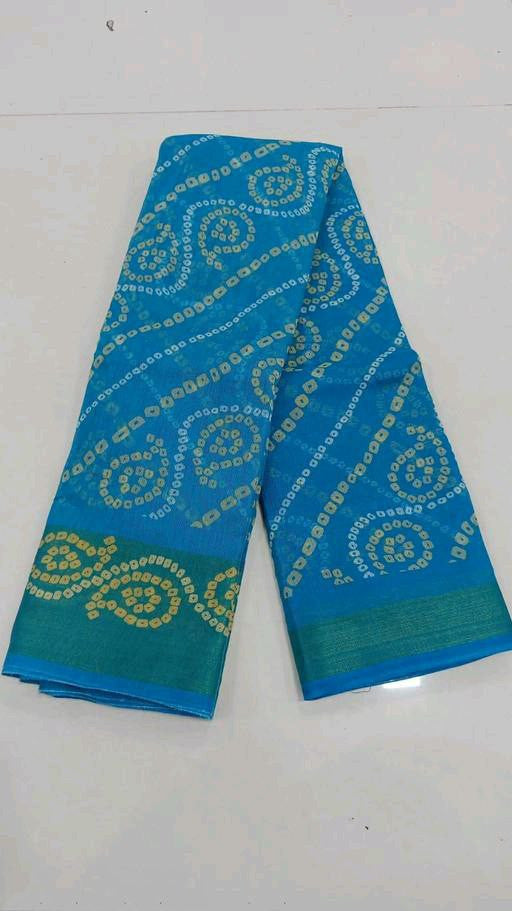 Zarina Bandhej Cotton Teal Saree By Ivaara | Best Option For Gifting.
