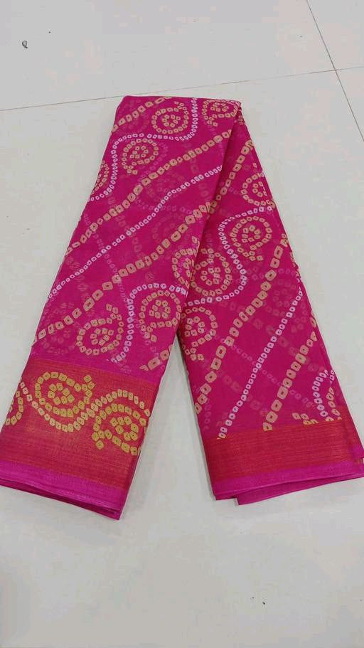 Zarina Bandhej Cotton Pink Saree By Ivaara | Best Option For Gifting.