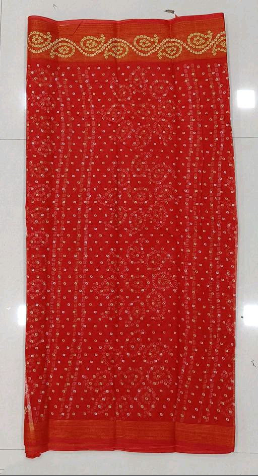 Zarina Bandhej Cotton Red Saree By Ivaara | Best Option For Gifting.