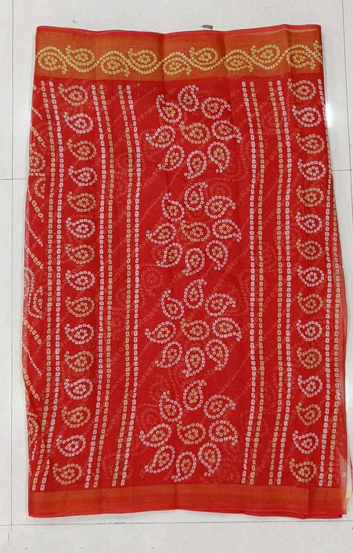 Zarina Bandhej Cotton Red Saree By Ivaara | Best Option For Gifting.