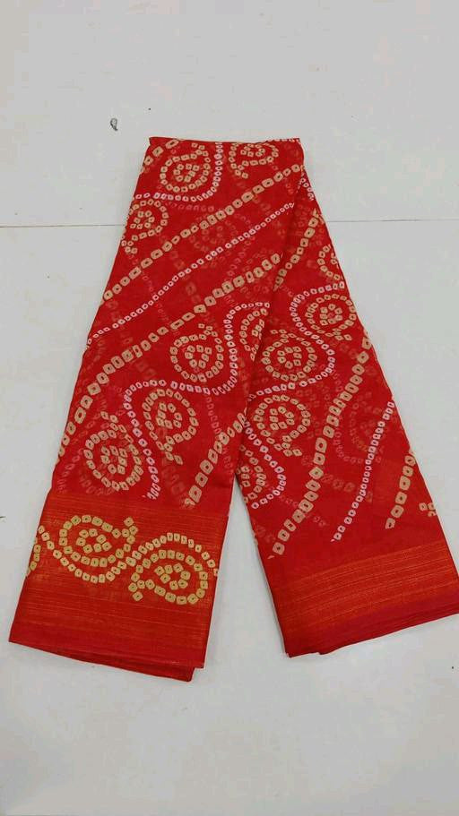 Zarina Bandhej Cotton Red Saree By Ivaara | Best Option For Gifting.